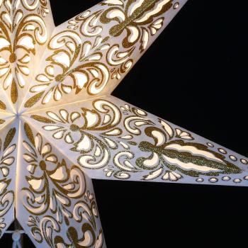 Amar weiß/gold - Faltbarer Leuchtstern, Weihnachtsstern aus Papier mit 7 Zacken, 60 cm